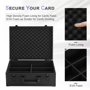 Boîte de rangement graduée en mousse EVA avec cadre en aluminium durable à 2-6 emplacements pour cartes de sport 35PT, cartes à collectionner et cartes slab - Product Image 4
