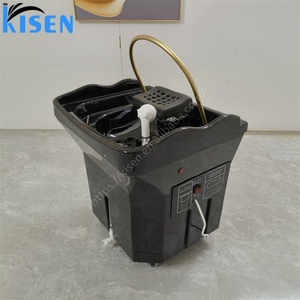 Bac à shampoing sans tuyauterie Kisen Salon, noir et blanc, portable, avec lumière LED, chauffe-eau et réservoir d'eau de 60L - Product Image 2