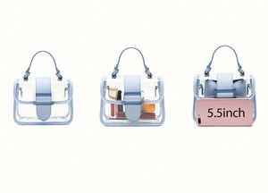 Custom LOGO Personalized <b>Designer</b> Ladies Leather Square Mixed Colors <b>Transparent</b> Stadium Approved Crossbody Shoulder <b>Handbag</b> - Product Image 4