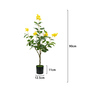 4FT gros <span class=keywords><strong>jasmin</strong></span> artificiel jaune fleur arbre avec Pot pour bureau à domicile mariage noël nouvel an décoration bonsaï plante - Product Image 6