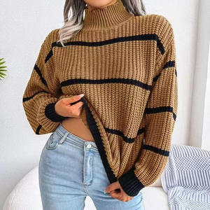 AliExpress European American Style Cross-Border Casual Women Autumn Winter High Neck Loose Spandex Long Sleeve Half <b>Sweater</b> - Product Image 2