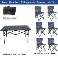 Ensemble de chaise et table de pique-nique portable en aluminium avec structure en fer, table pliante pour le camping, la salle à manger en plein air et la pêche