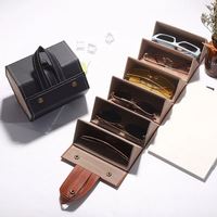 Nouveauté 2021, étui à lunettes pliable en cuir PU à 2/3/4/5/6 emplacements, boîte de rangement pour lunettes de soleil