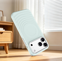Coque en silicone liquide à motif ondulé de haute qualité pour iPhone 18 Pro Max, anti-traces de doigts, avec cadre métallique pour l'appareil photo