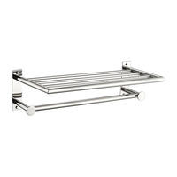 Ensemble d'accessoires de salle de bain en acier inoxydable 304 à fixation murale, sans perçage, avec étagère à serviettes, porte-brosse WC et porte-rouleau de papier toilette, kit de quincaillerie de salle de bain