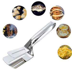 2 en 1 Ustensiles de cuisine Pince à steak en acier inoxydable <span class=keywords><strong>Poisson</strong></span> frit <span class=keywords><strong>Hamburger</strong></span> Barbecue Pelle Pizza Pince Pince à aliments - Product Image 2