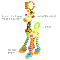 Jouet suspendu en peluche pour bébé, girafe et zèbre, ensemble de hochets doux pour lit de bébé, berceau et siège auto, hochet pour poussette de nourrisson