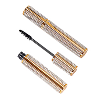 Tube de conteneur de mascara d'or de luxe d'emballage de strass brillant vide de logo personnalisé de style chaud avec la tête de brosse