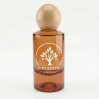 Vente en gros de flacons de parfum en verre à fond épais de 30 ml, 50 ml, 100 ml, flacons de parfum colorés transparents avec bouchon en bois et boîte cadeau