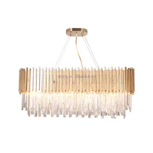 Lustre rectangulaire de luxe Post-moderne K9, lampe suspendue en cristal Guzhen, éclairage décoratif en métal USA requis