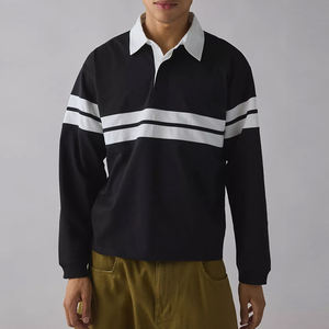 <span class=keywords><strong>Polo</strong></span> de <span class=keywords><strong>rugby</strong></span> vintage pour homme de haute qualité, coupe décontractée, design à rayures contrastées, <span class=keywords><strong>polo</strong></span> rétro épais - Product Image 1