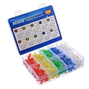 Kit de diodes LED <span class=keywords><strong>BOJACK</strong></span> 5 couleurs, 500 pièces, 5 mm, à montage traversant, composants d'éclairage lumineux - Product Image 2