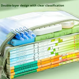 Sac de classement vertical à double couche scellé amélioré, format A4, en maille transparente, pour le rangement portable des élèves du primaire lors de cours de soutien scolaire - Product Image 3