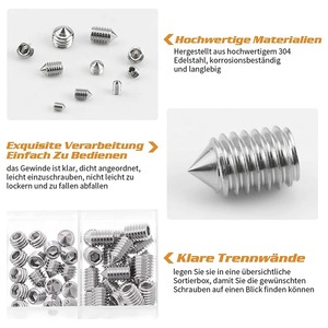 Kit d'assortiment de vis et boulons à tête hexagonale en acier inoxydable plaqué argent, 320 pièces, M2-M5, écrous et rondelles métriques - Product Image 3