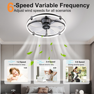 23.6'' LED <b>Ceiling</b> <b>Fan</b> Light <b>Remote</b>& APP <b>Control</b> DC Motor Aluminum Body 7 Blades 6-Speed Infinite Dimming fandelier for bedroom - Product Image 4