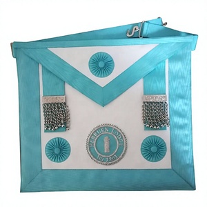 Kit d'apron en cuir classique personnalisé Craft Junior Warden Master Mason avec perles brodées à la main et badge magnétique - Product Image 1