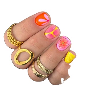 <span class=keywords><strong>Uñas</strong></span> Postizas <span class=keywords><strong>Cortas</strong></span> Cuadradas con Diseño 3D de <span class=keywords><strong>Flores</strong></span> en Gel, Color Rojo Rosa, para Mujeres, Regalo de Moda para Fiestas - Product Image 6