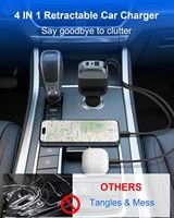 Chargeur de voiture rétractable 87W, chargeur USB pour allume-cigare