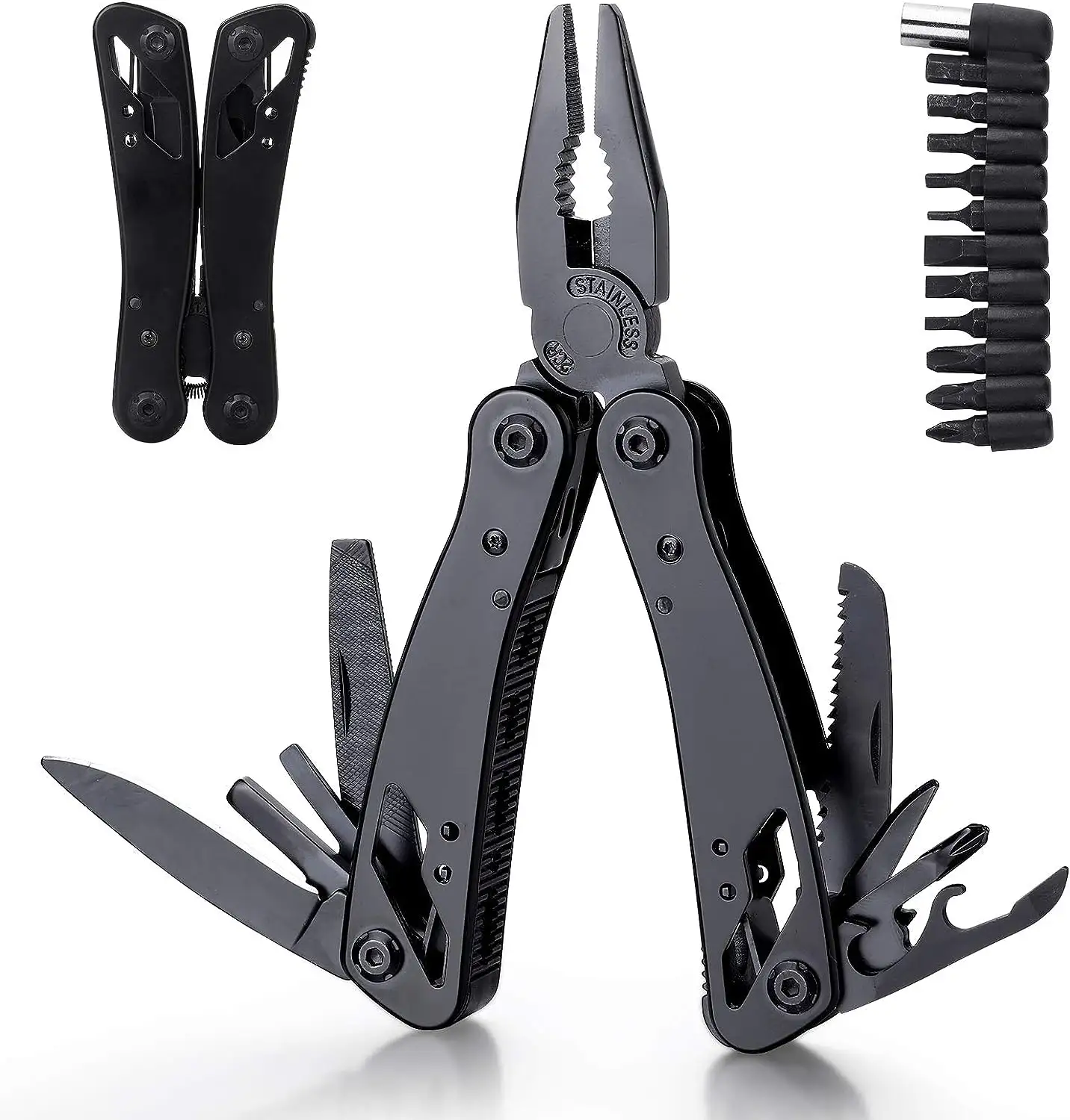2024 New 23 in 1 Multitool Pliers with Pocket Screwdriver Bits Set Steel Multi-Plier for Outdoor Survival Camping