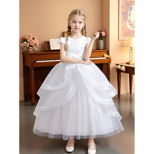 Robe de bal princesse en mousseline de soie et maille, dos nu, longueur cheville, pour adolescentes, tenue de scène de piano, célébration de Noël - Product Image 3