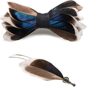 Custom Handmade Natural Brooch Lapel Pin Feather Bow Tie for Wedding Accessory <strong>Party</strong> Men Tuxedo Necktie Costume Clothing - Product Image 2
