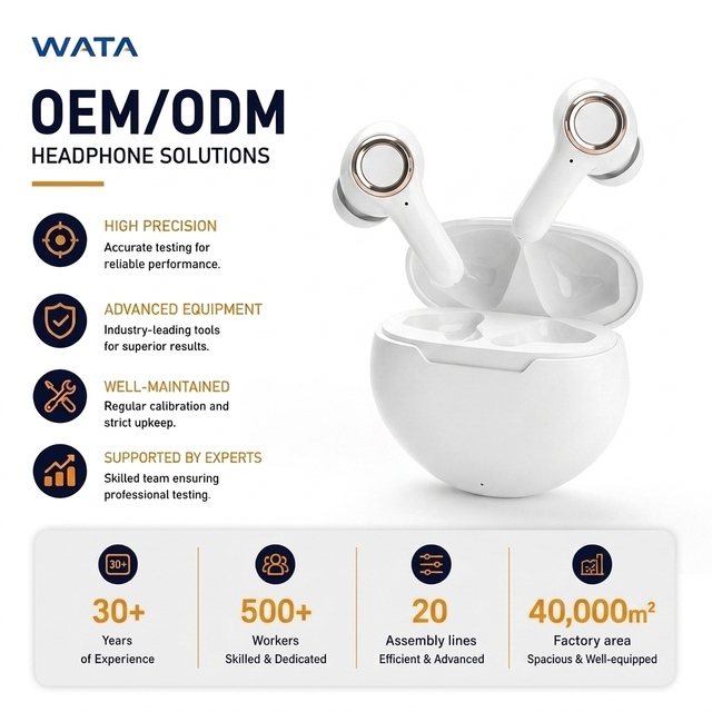WATA OEM/ODM Free Shipping Hybrid ANC Earbuds 6 Mics ANC+ENC for 5.0 High Quality Wireless In-Ear Earphones LED Battery IPX4