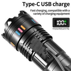 1500 मीटर अल्ट्रा उज्ज्वल आउटडोर फ्लैशलाइट्स 6*18650 गैर-ध्रुवीय डाइमिंग डिजिटल पावर डिस्प्ले 30w फ्लैशलाइट टेलीस्कोपिक जूम टॉर्च - Product Image 2