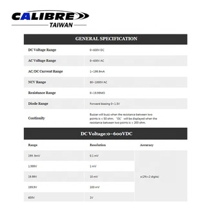TAIWAN CALIBRE III 600V 6-Digit Display Voltage/Current/Resistance Diode <b>Tester</b> Low <b>Battery</b> - Product Image 4