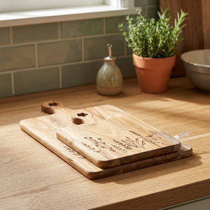 Ensemble de blocs à découper en bois rectangulaires avec poignée et motif floral, emballage individuel, non toxique, facile à nettoyer, passe au lave-vaisselle - Product Image 3