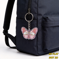 Porte-clés en acrylique papillon rose, design aile style vitrail délicat, breloque transparente durable pour clés, sacs, sacs à dos