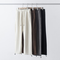 Pantalon de jogging en velours côtelé gris rétro japonais à jambe large et droite, drapé lourd, brun foncé, pour homme