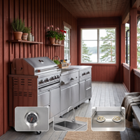 Îlot de cuisine extérieur modulaire en acier inoxydable de haute qualité sur mesure avec barbecue à gaz et évier intégré pour jardin et terrasse