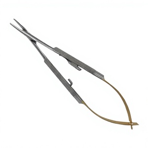 Porte-aiguilles dentaire manuel Castroviejo 5 1/2 pouces, surface diamantée, acier inoxydable, certifié CE, garantie 5 ans - Product Image 1