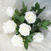 Bouquet de roses artificielles à neuf têtes Vintage nouveauté décoration de fête extérieure de maison de mariage 43cm vente en gros élégant moderne rapide