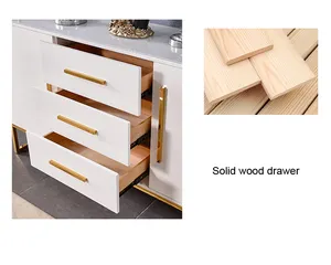 Роскошный глянцевый деревянный шкаф-консоль, стол с выдвижным ящиком, столовая, сервант, Золотая рама из нержавеющей стали