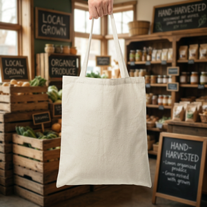 Sac fourre-tout en coton naturel léger de qualité supérieure avec impression de logo personnalisé, prix bas, frais de port réduits pour sac promotionnel - Product Image 1