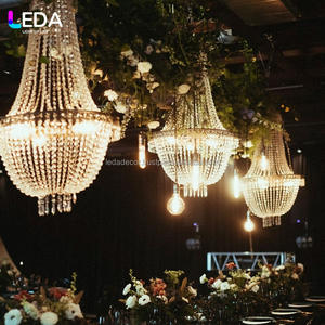 LEDA European Design Luxury Metal Crystal Bead <b>Curtain</b> Chandelier Wedding Stage Decorative <b>Lights</b> - Product Image 2