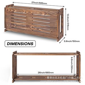 Wooden Wall Mounted <b>Router</b> Stand With Cable Organizer For Living Room Storage <b>Box</b> - Product Image 4