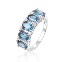 W0401 Bague de Fiançailles en Argent Sterling 925 avec Pierre Précieuse Naturelle, Bijou Fin pour Femme, Idéale pour Mariage et Cérémonie Nuptiale