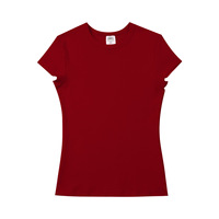 T-shirt basique à manches courtes en tricot à col rond multicolores pour femmes, coupe ajustée, motifs et couleurs personnalisables