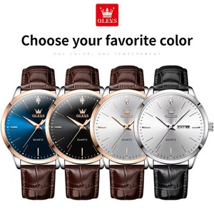 2935 Fashion Business Brand Men Watches Leather Strap Trend Week <b>Calendar</b> Quartz Watch Luminous Waterproof 43mm Dial - Product Image 6
