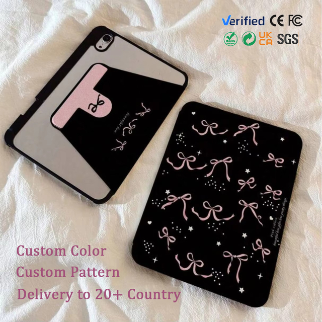Custom Pattern 360° Rotating iPad Case with Cute Bow Design 10.2  Air 11 Tablet Protective Cover with Pen Slot