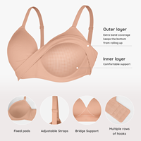 Soutien-Gorge Grande Taille à Bonnets Profonds Sans Armature pour Femme, Couvrance Totale, Anti-Bourrelets Dorsaux, Uni, Confortable, Push-Up, Sans Couture