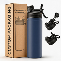 Bouteille d'eau isotherme en acier inoxydable avec revêtement en poudre mate personnalisé, à large ouverture, pour boissons sportives
