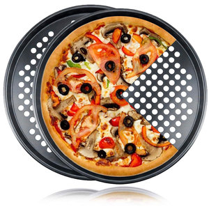 Plaque à pizza perforée antiadhésive avec base en acier au carbone, idéale pour la cuisson de pizzas à croûte croustillante au <span class=keywords><strong>four</strong></span>, pour un usage domestique ou en restaurant - Product Image 1