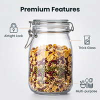 Bocal en verre de 2L, 3L, 2000ml, 3000ml avec couvercle à bascule en acier inoxydable pour boissons, jus, aliments, vin et autres liquides