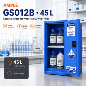 Gabinete de Seguridad para Productos Químicos Corrosivos, 45L (12 Galones), Acero Azul, Puerta Única, para Ácidos Débiles y Álcalis, Suministros de Laboratorio - Product Image 3