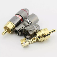 Haute qualité métal audio phono plaqué or soudure 24k or haut-parleur prise rca prise connecteur de prise