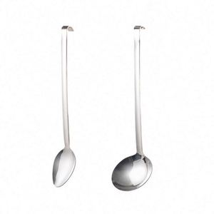 Kitchen Accessories Food Safe 201 Stainless Steel Perforated Spoon Long Spoon With Hook Handle - Product Image 1