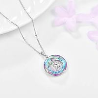 Vente en gros de bijoux fins Collier pendentif en cristal cercle de singe animal mignon en argent sterling 925